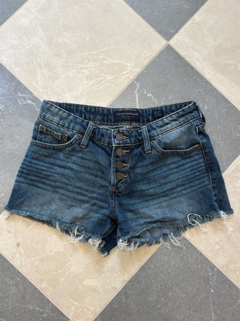 Lucky Brand Denim Cutoff Shorts Blue Waist 25
